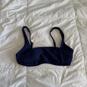 Hollister Navy Ribbed Bikini Top & Thong Bottom Set S - 4th of July Ready